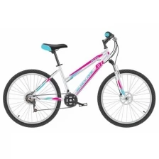 Женский горный велосипед с колесами 26" Black One Alta 26 D белый/ розовый/ голубой рама 18", 21 скорость